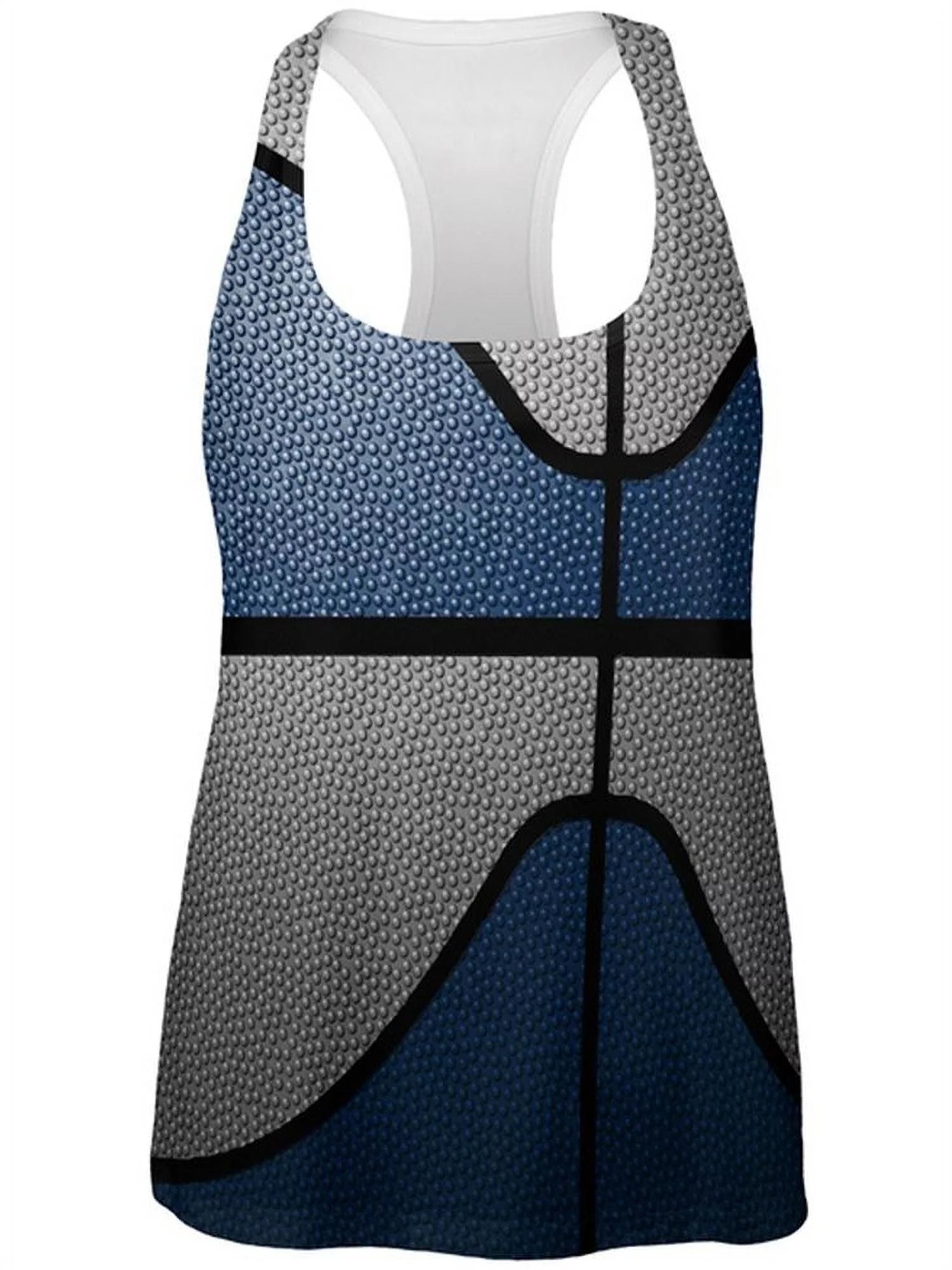 Championship Basketball Navy Blue & Grey All Over Womens Work Out Tank Top Multi X-LG