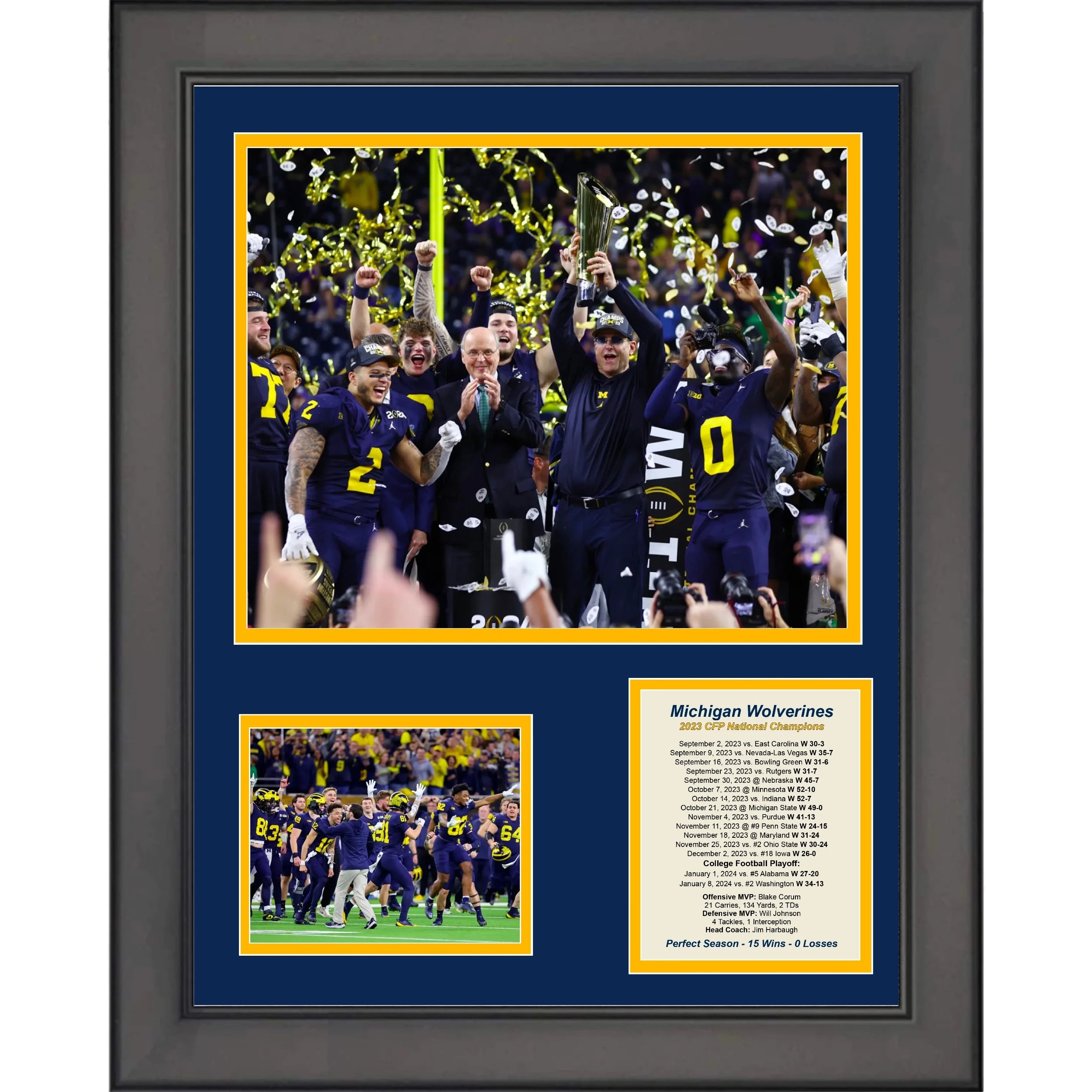 Framed Michigan 2023 National Championship College Football Playoff 12x15 Photo Collage
