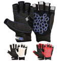 Sailing Gloves Sticky Palm Gripy Glove Yachting Kayak Dinghy Fishing Short Finger Black / Blue, XL