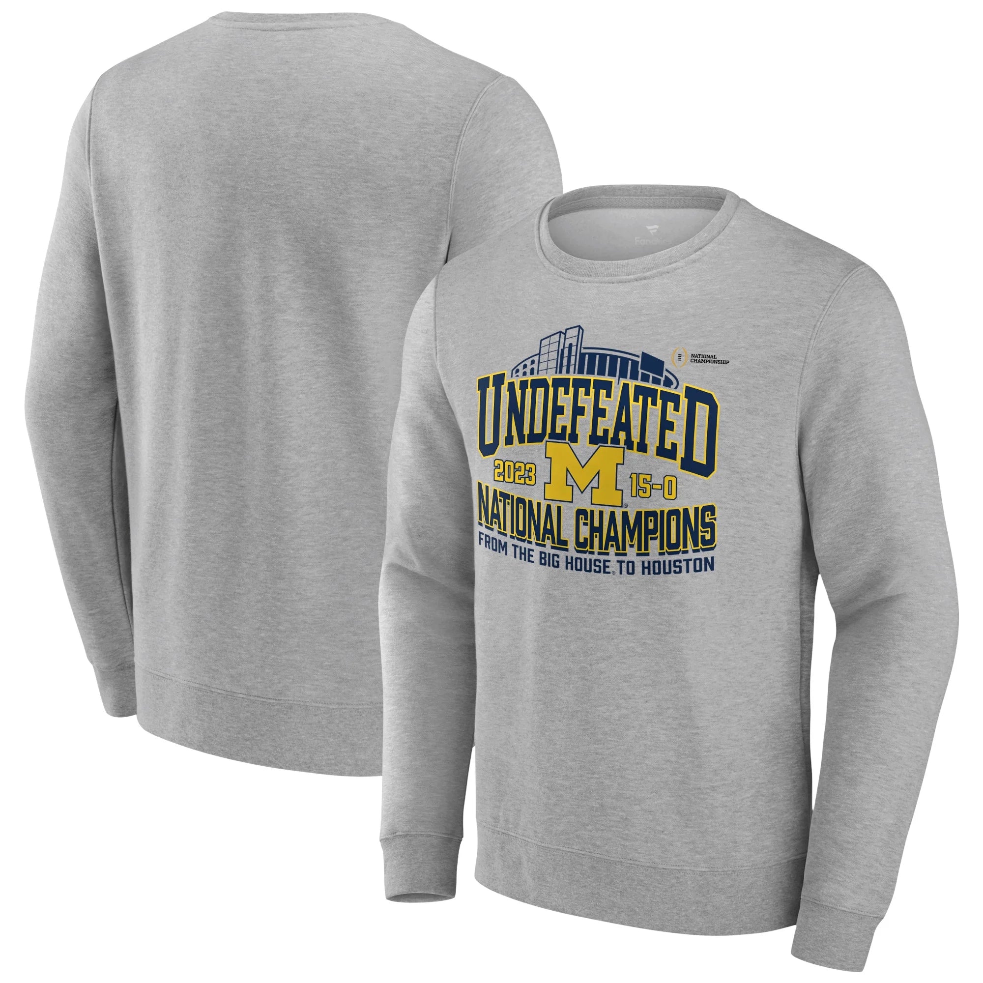 Men's Fanatics Branded Steel Michigan Wolverines College Football Playoff 2023 National Champions Hometown Crewneck