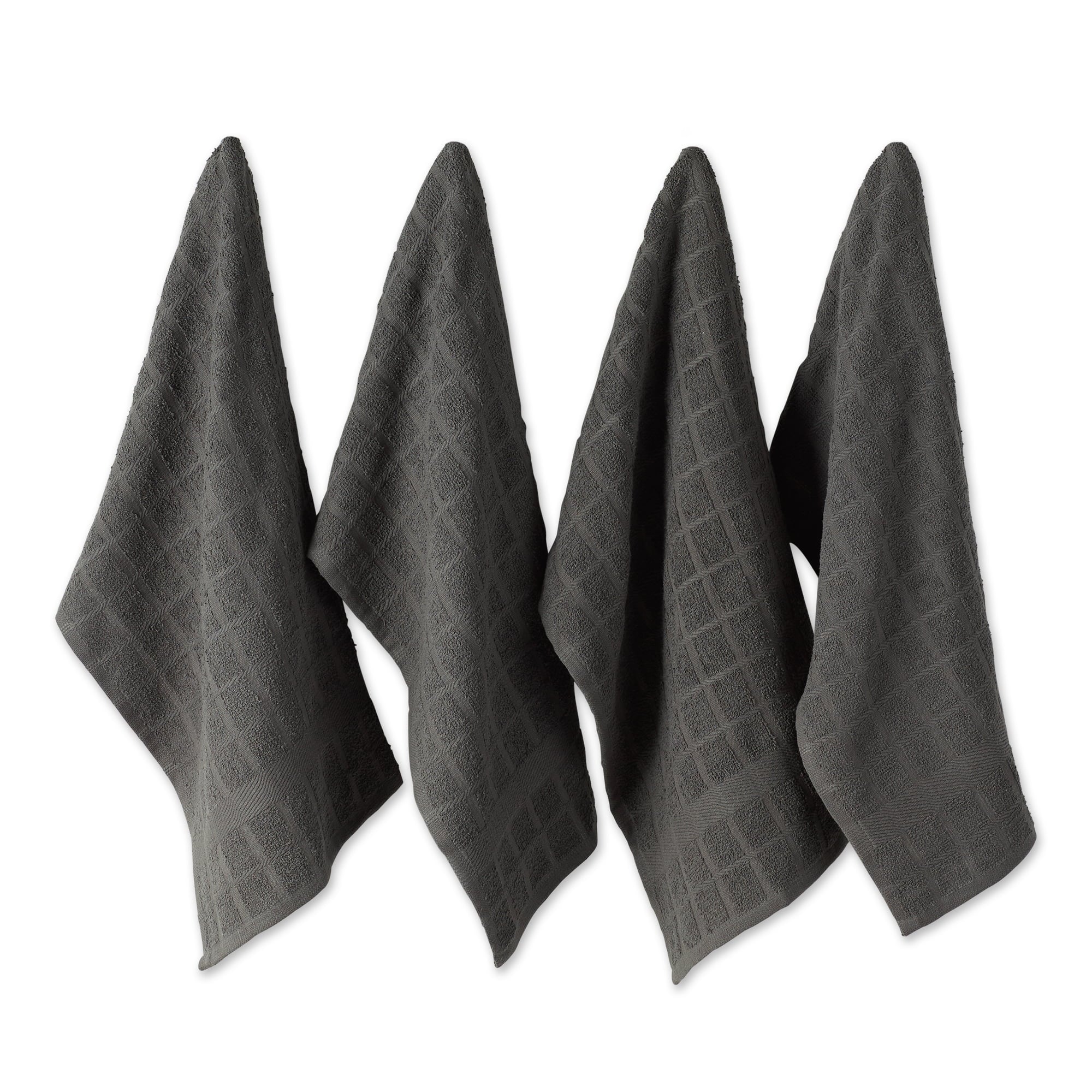 Solid Mineral Gray Windowpane Terry Dishtowel 4 Piece