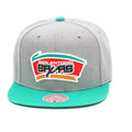 Mitchell & Ness Grey/Teal NBA San Antonio Spurs HWC Core Basic Snapback - OSFA