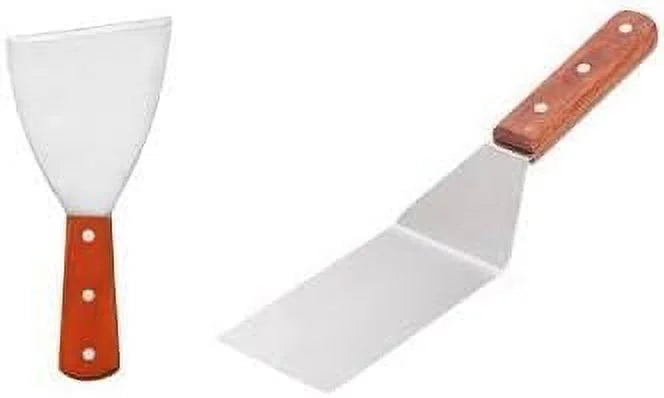 New Great Credentials Set Of Extra-Large, 16-Inch Long, Grill Spatula, Barbecue BBQ , W/Cutting Edge, And Grill Scraper With Angle-Slanted Blade, Stainless Steel, Grade