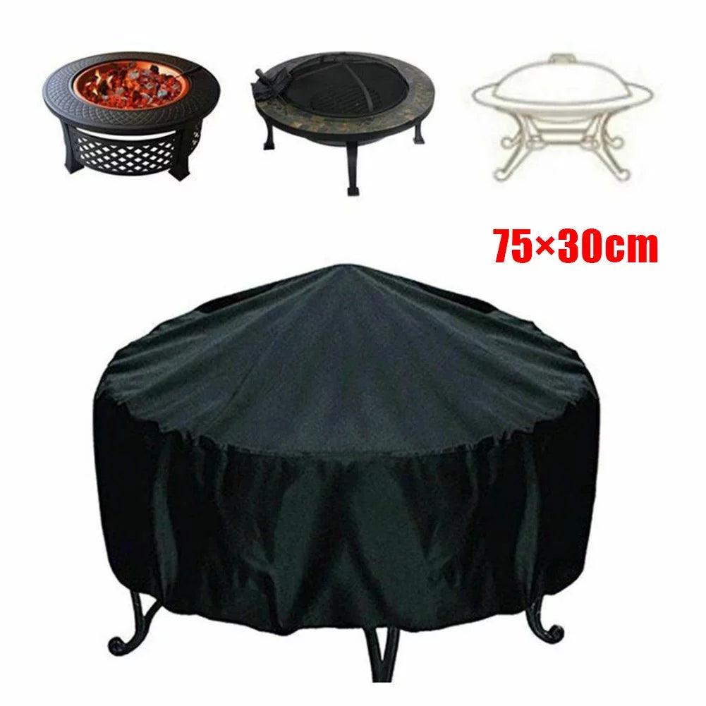 Hayafir Patio Round Fire Cover Waterproof UV Protector Grill BBQ Cover Outdoor Yard