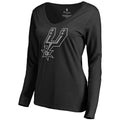 Women's Fanatics Branded Black San Antonio Spurs Primary Logo V-Neck Long Sleeve T-Shirt