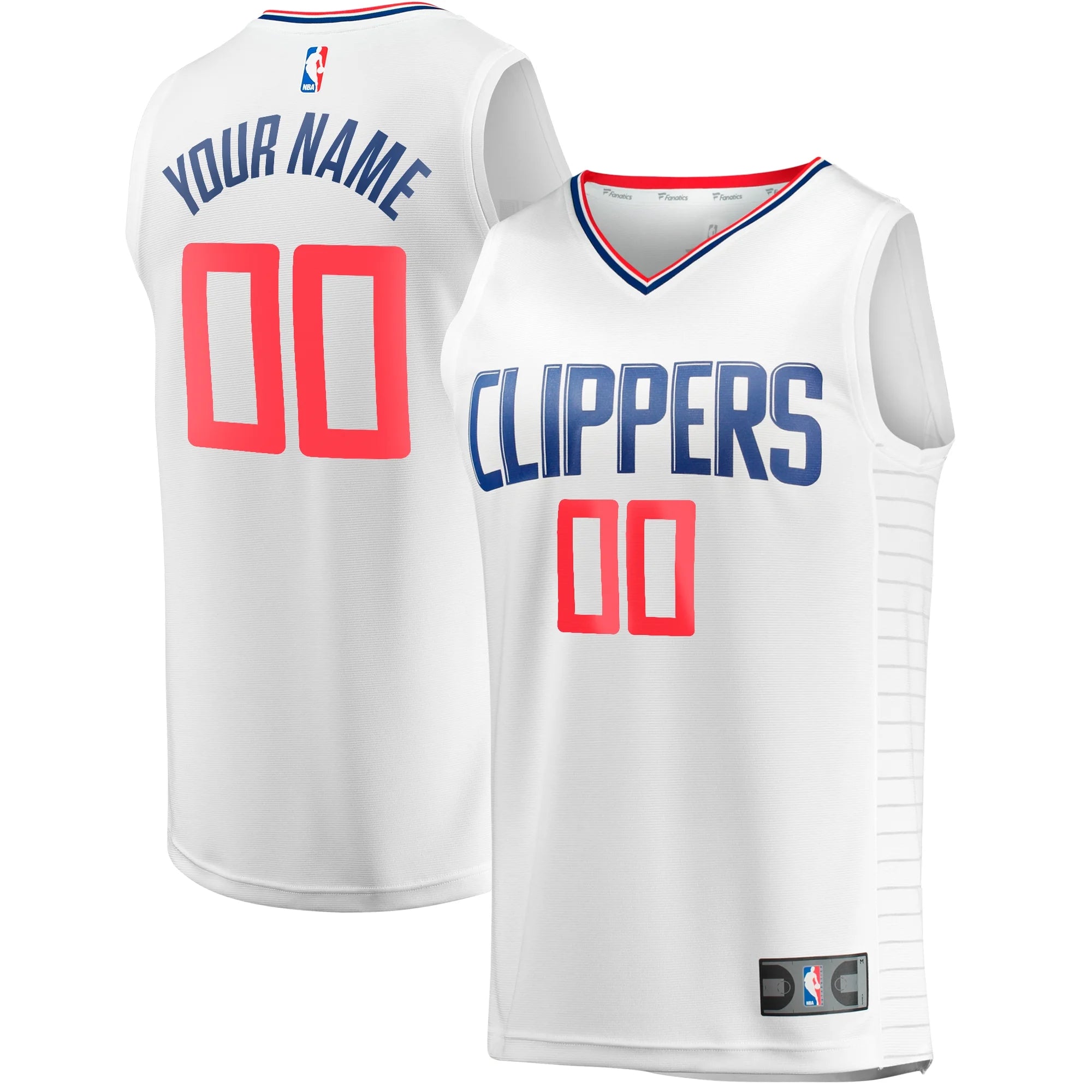 Men's Fanatics Branded White LA Clippers Fast Break Custom Replica Jersey - Association Edition