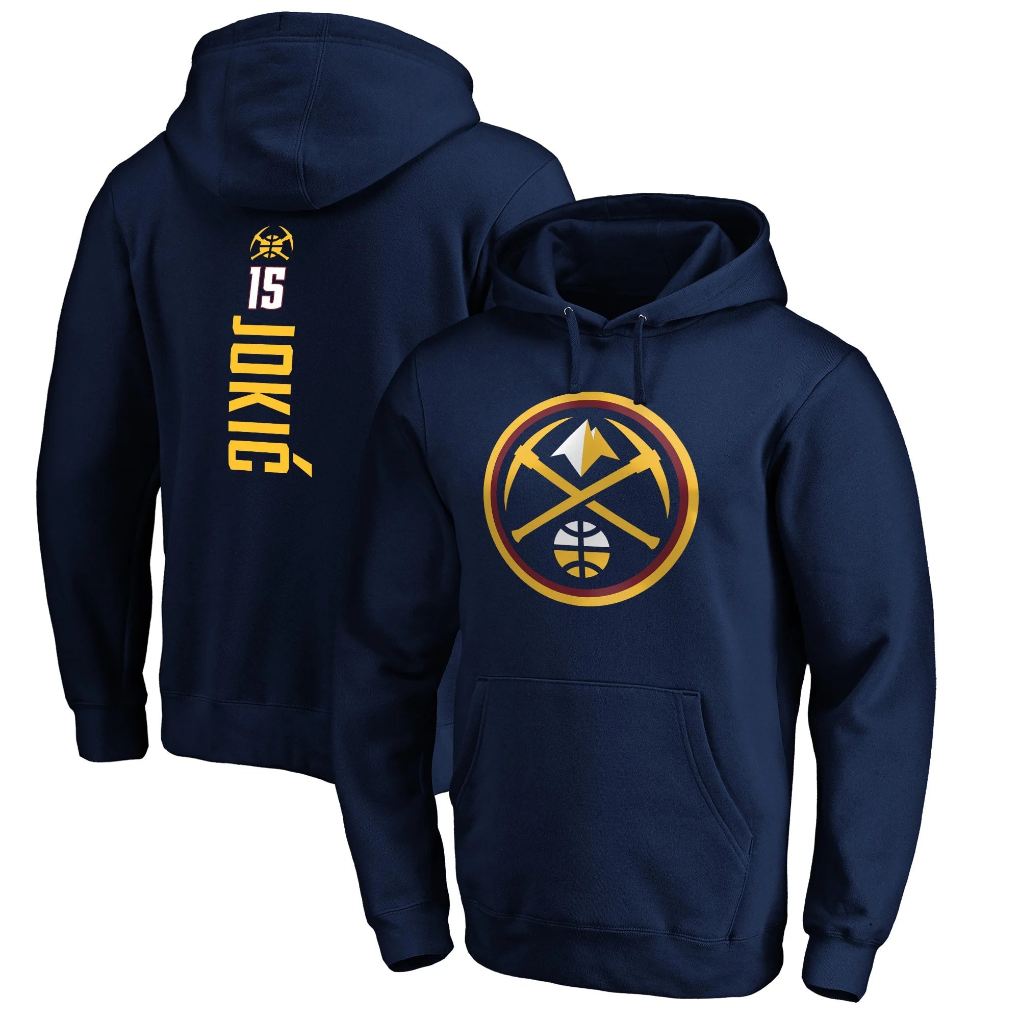 Men's Fanatics Branded Nikola Jokic Navy Denver Nuggets Playmaker Name & Number Pullover Hoodie