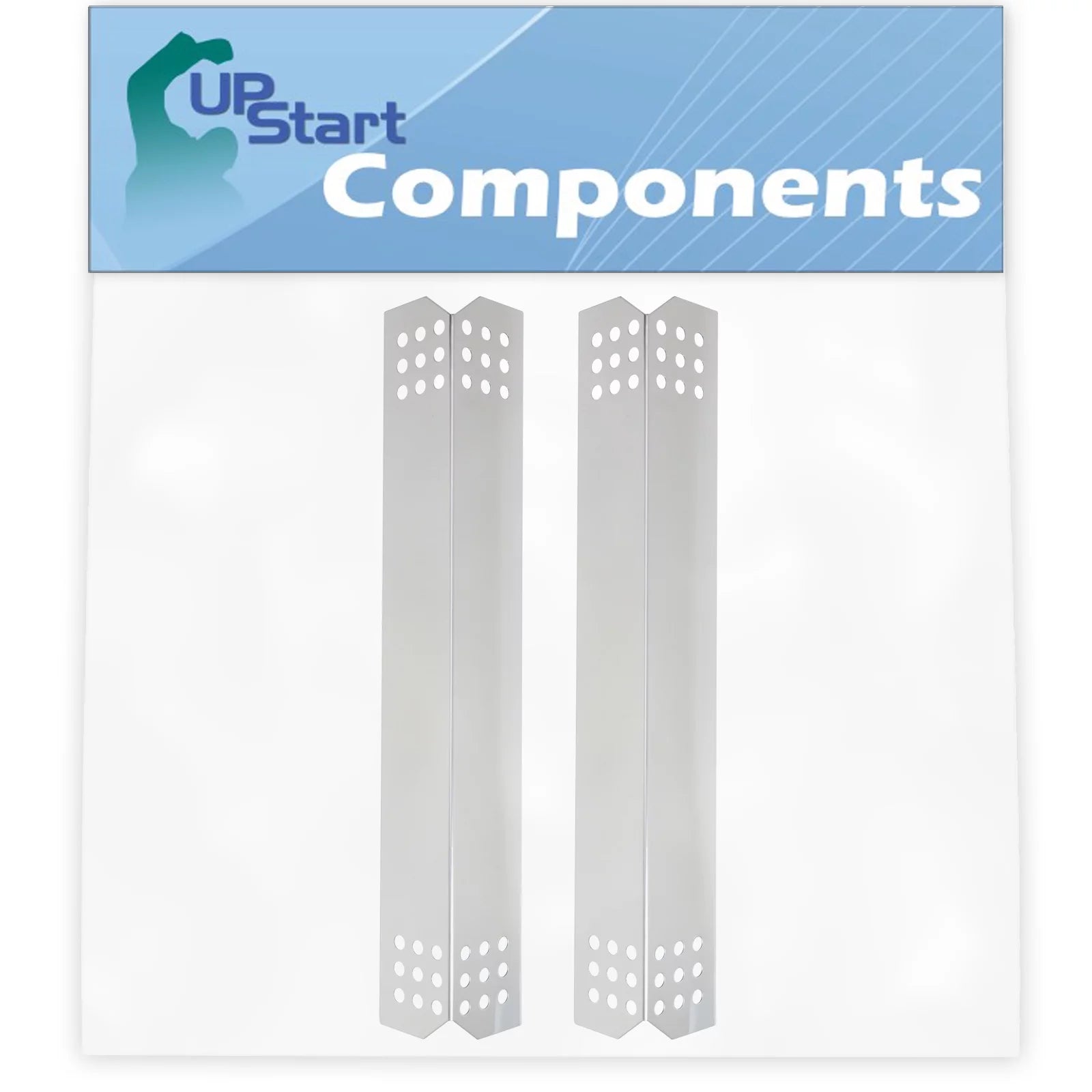 2-Pack BBQ Grill Heat Shield Plate Tent Replacement Parts for Jenn Air 720-0709 - Old - Compatible Barbeque Stainless Steel Flame Tamer, Flavorizer Bar, Vaporizer Bar, Burner Cover 16 1/8