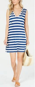 Miken DARK BLUE Sleeveless Hooded Cover-Up Dress, US Small