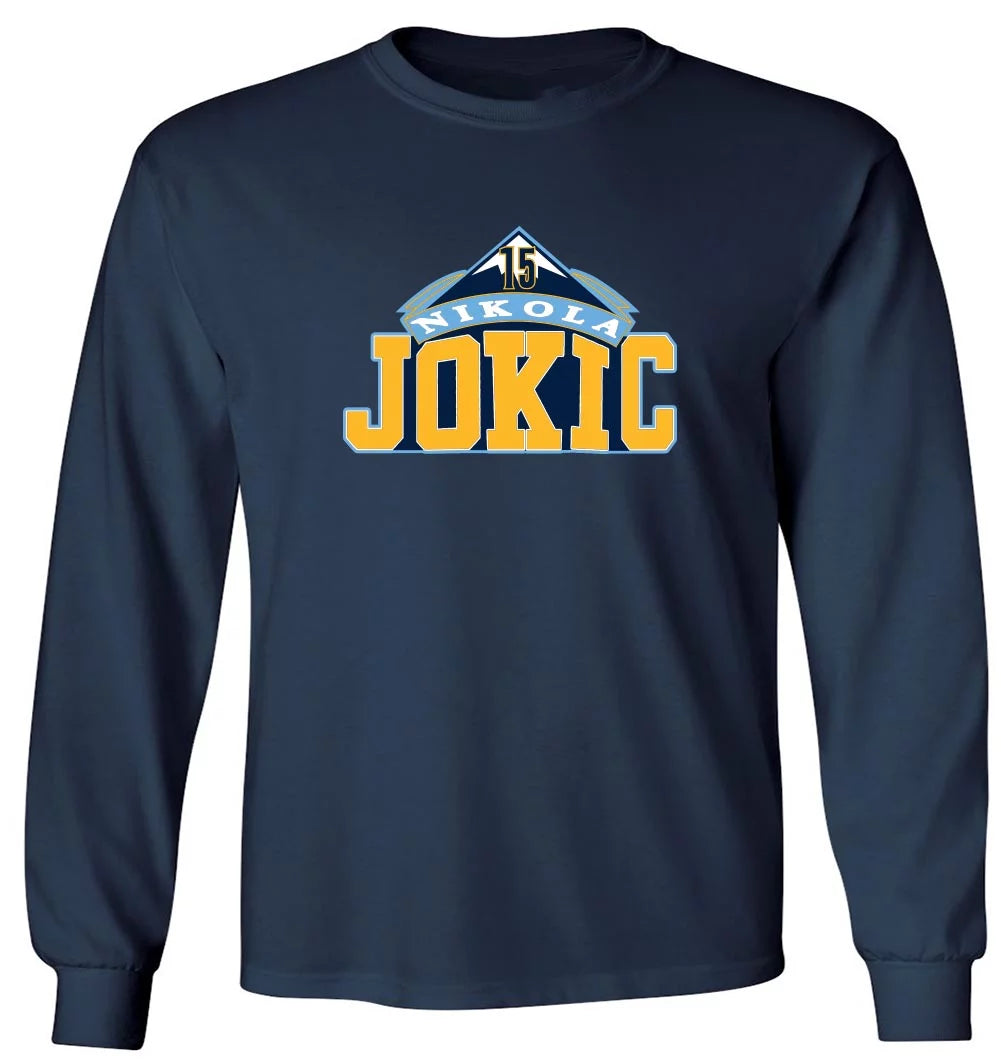 LONG SLEEVE Blue Nikola Jokic Nuggets Logo Joker Shirt T-Shirt