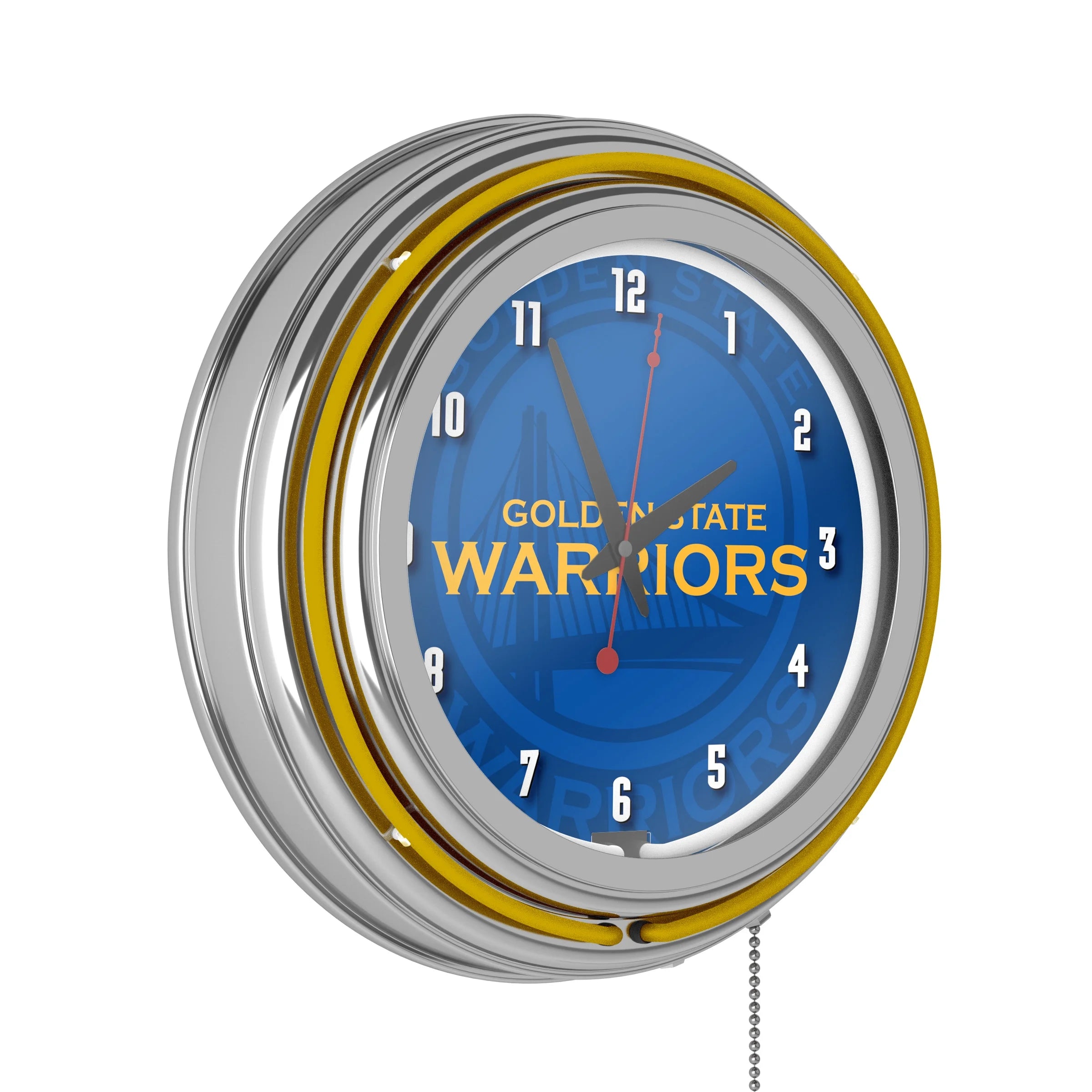 NBA Chrome Double Rung Neon Clock - Fade - Golden State Warriors