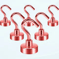 Magnetic Hooks, 28 lb+ Heavy Duty Earth Magnets with Hook for Refrigerator, Extra Strong Cruise Hook for Hanging, Magnetic Hanger for Cabins, Grill (Red, Pack of 6)
