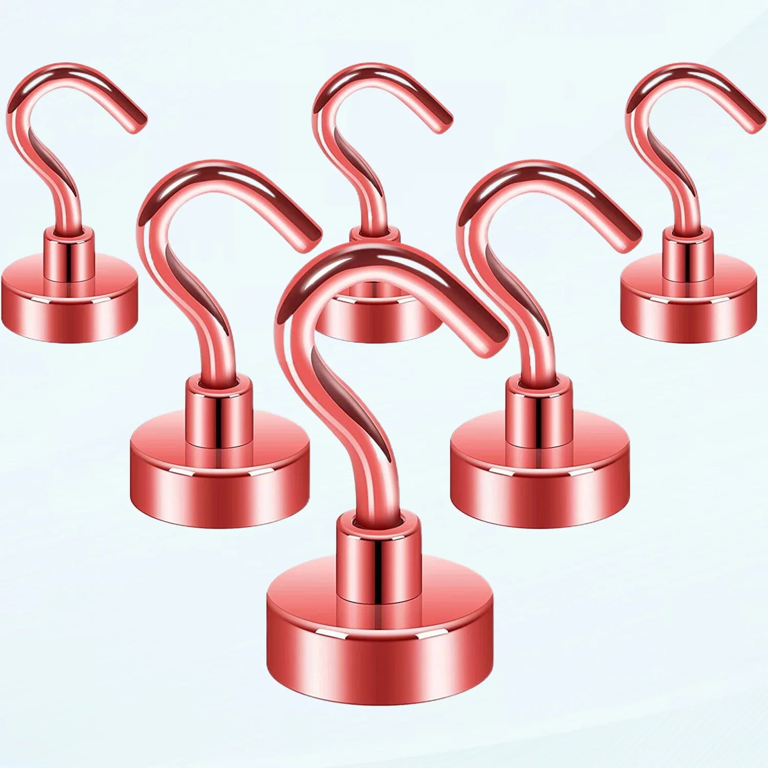 Magnetic Hooks, 28 lb+ Heavy Duty Earth Magnets with Hook for Refrigerator, Extra Strong Cruise Hook for Hanging, Magnetic Hanger for Cabins, Grill (Red, Pack of 6)