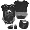 Outerstuff San Antonio Spurs Creeper, Bib and Bootie Set Infant Girls