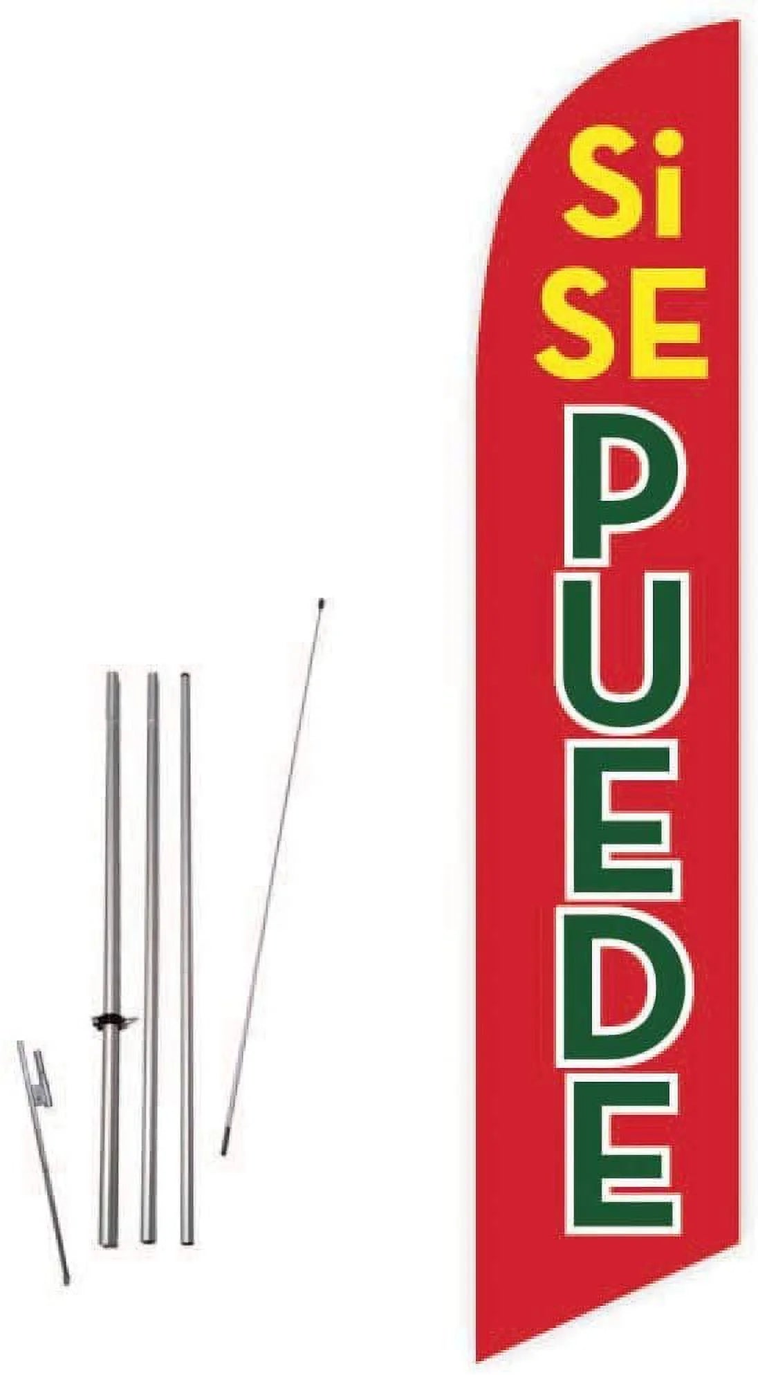 Cobb Promo Si SE Puede Red Feather Flag with Complete 15ft Pole kit and Ground Spike