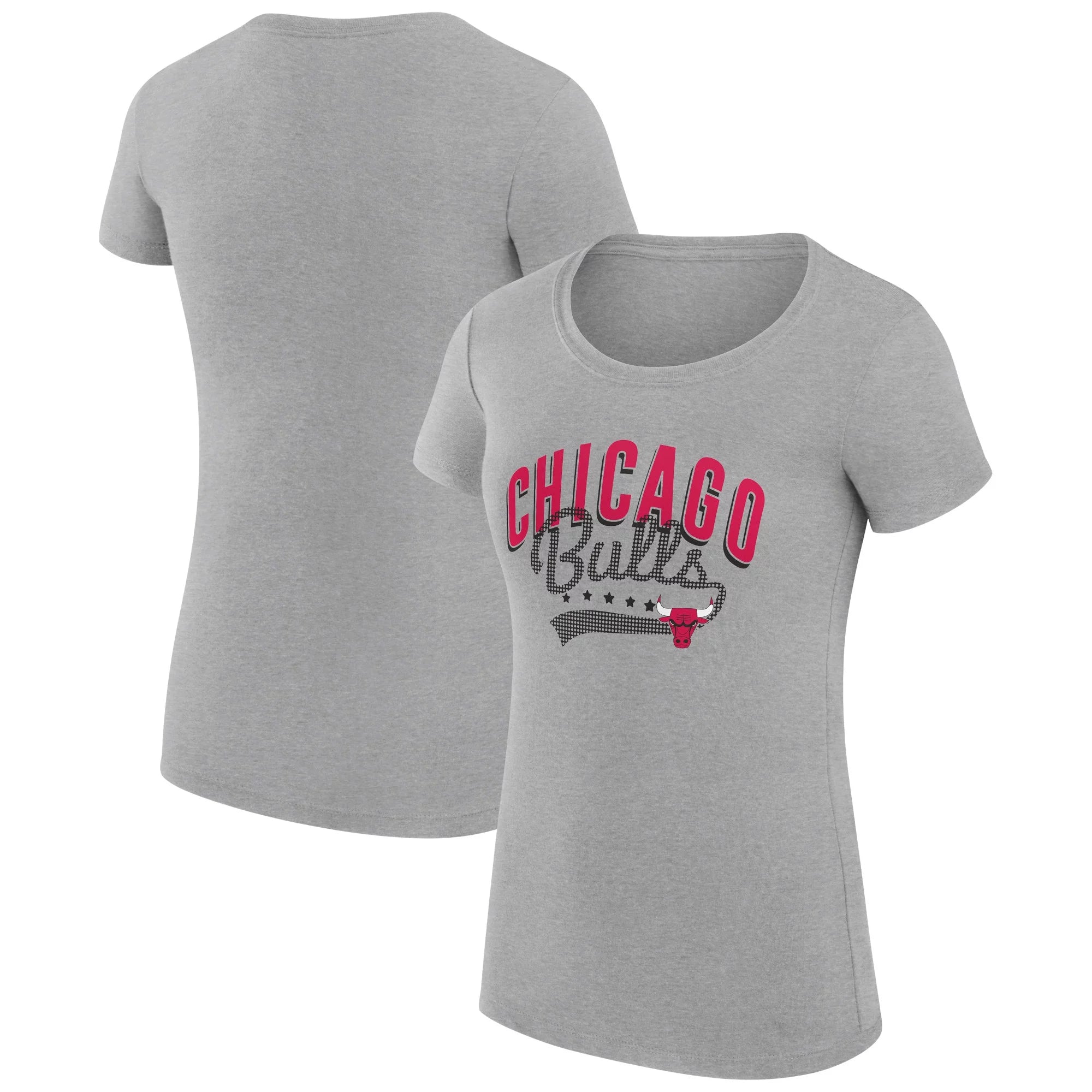 Women's G-III 4Her by Carl Banks  Heather Gray Chicago Bulls Filigree Logo Fitted T-Shirt
