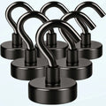 Black Magnetic Hooks 25LB for Cruise, Grill, Towel, Indoor Hanging, Kitchen, Workplace, Mikede Office and Garage - 6 Pack