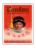 London and Europe¡¯s Principal Cities by Clipper - Pan American World Airways - British Yeomen Guard England - Vintage Airline Travel Poster c.1950s - Master Art Print (Unframed) 9in x 12in