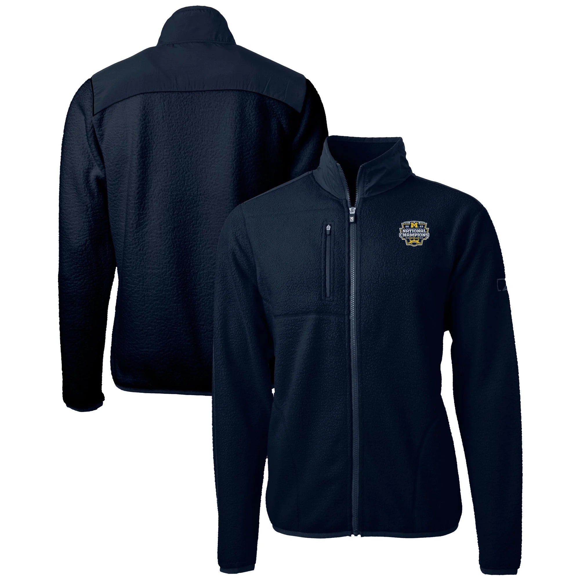 Men's Cutter & Buck Navy Michigan Wolverines College Football Playoff 2023 National Champions Cascade Eco Sherpa Fleece