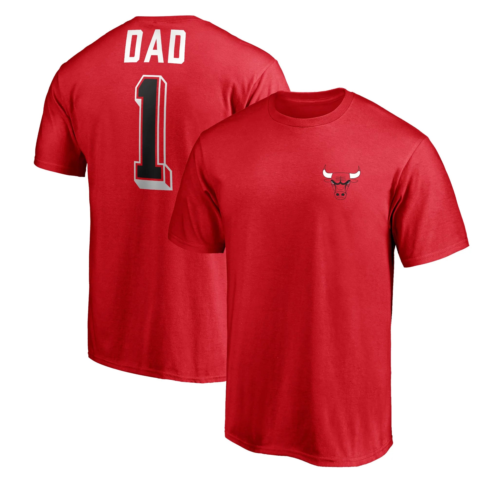 Men's Fanatics Branded Red Chicago Bulls Number One Dad T-Shirt