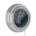 NBA Chrome Double Rung Neon Clock - City - San Antonio Spurs