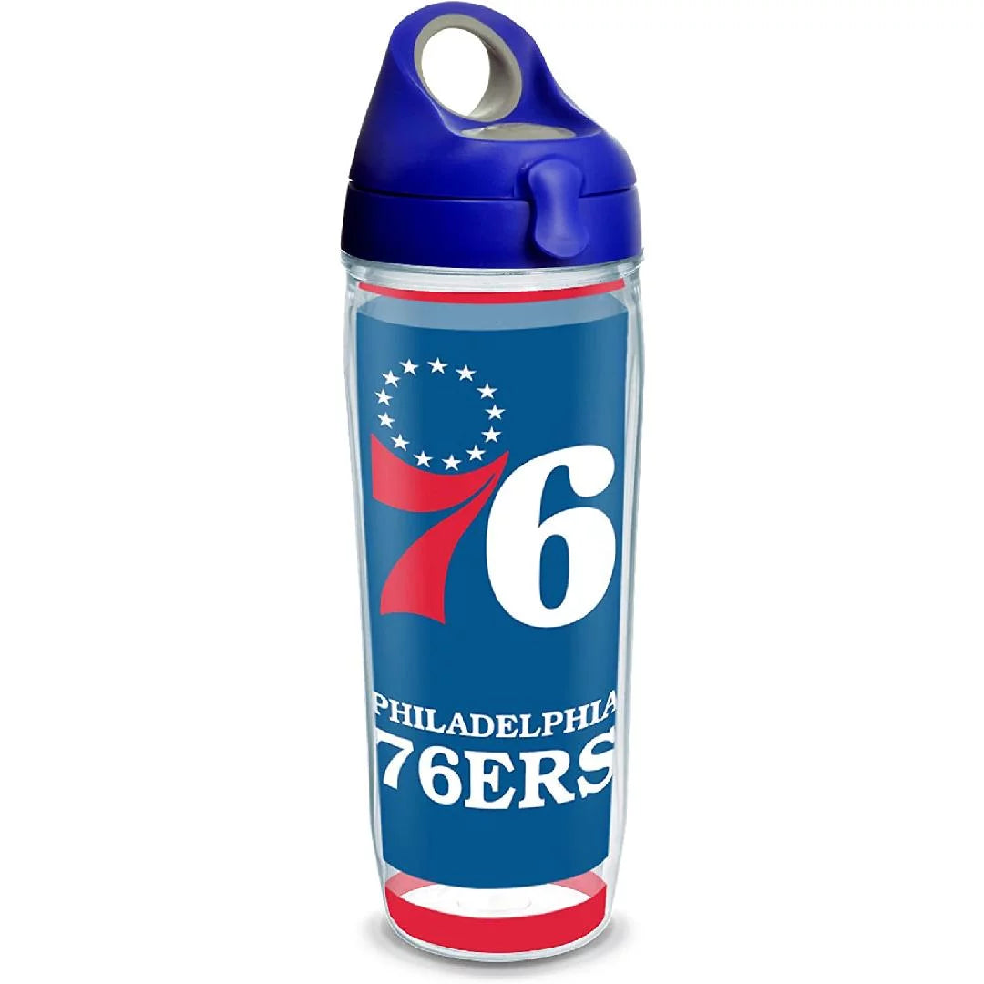 Made in USA Double Walled NBA Philadelphia 76ers Insulated Tumbler Cup Keeps Drinks Cold & Hot, 24oz Water Bottle, Swish
