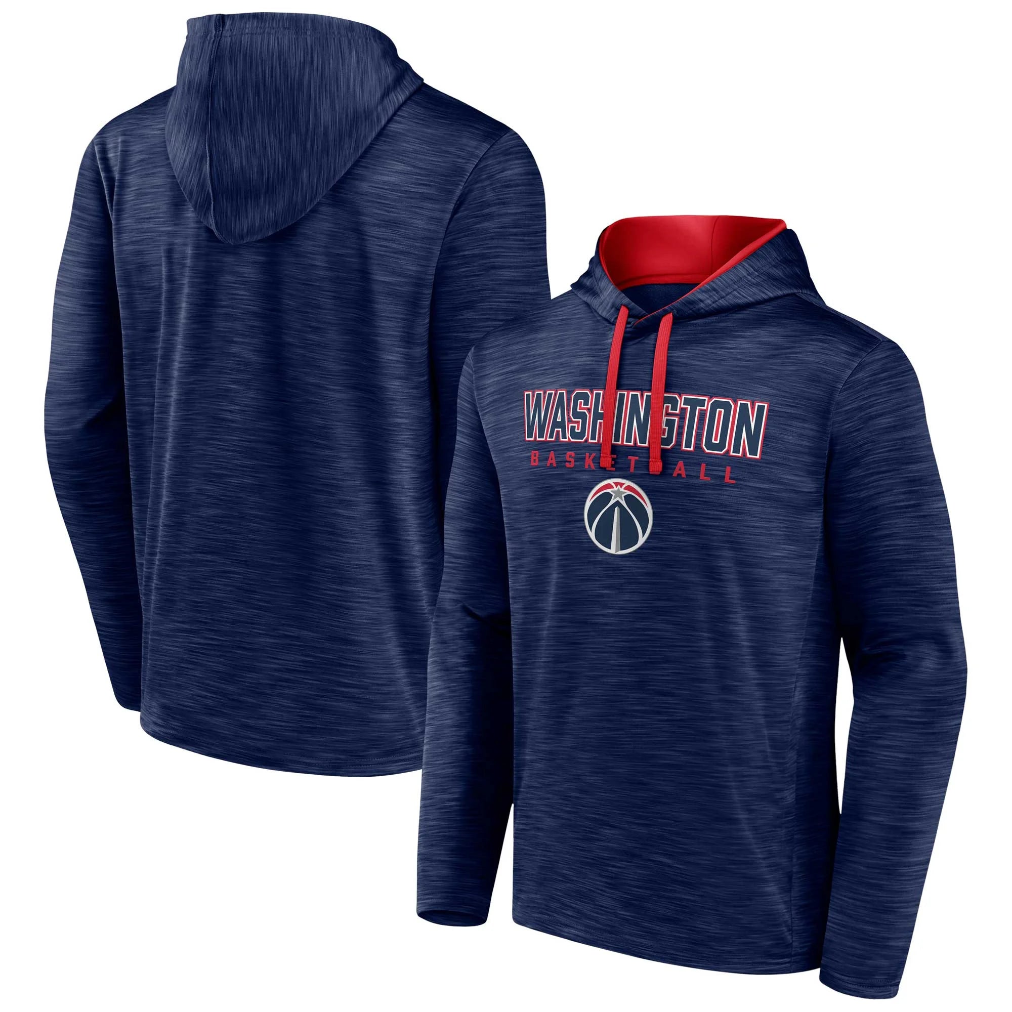 Men's Fanatics Branded Heather Navy Washington Wizards Fast Break Pullover Hoodie
