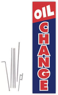 Cobb Promo Oil Change Red/Blue Rectangle Boomer Flag with Complete 15ft Pole kit and Ground Spike