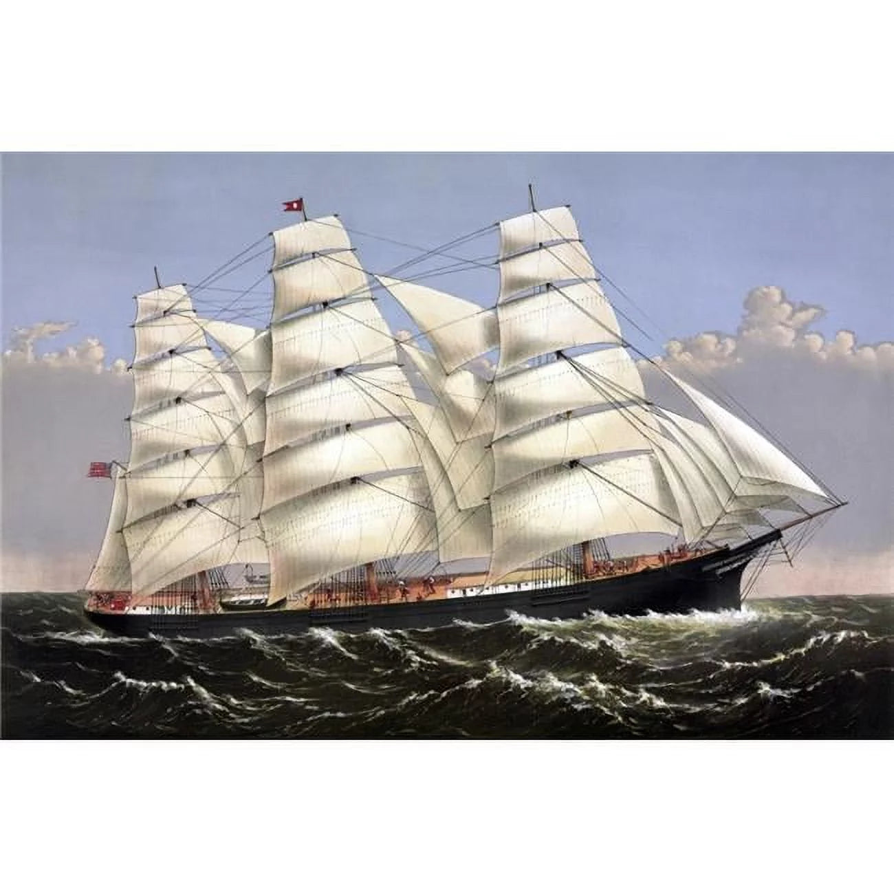 Vintage Print of The Clipper Ship Three Brothers Poster Print, 17 x 11