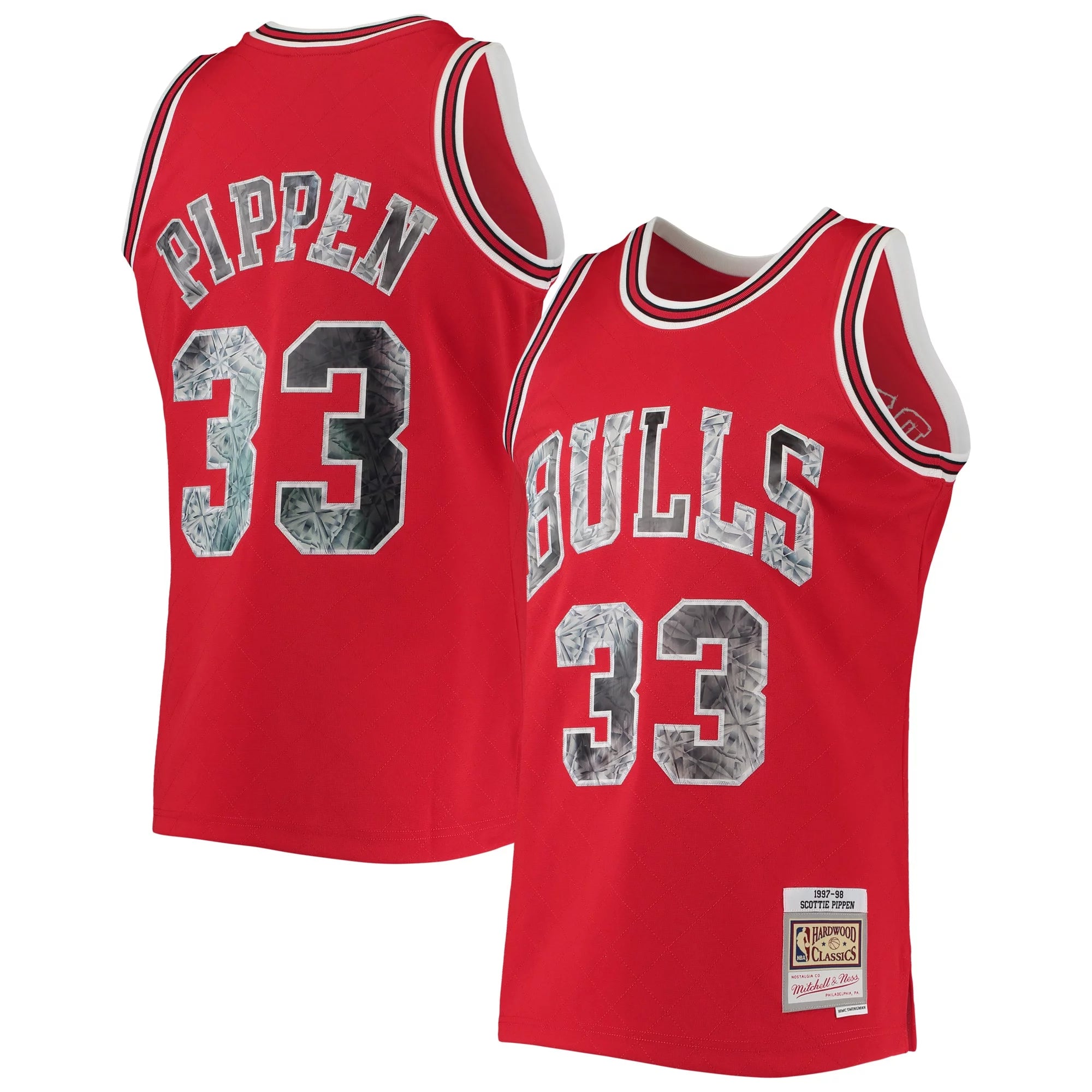 Men's Mitchell & Ness Scottie Pippen Red Chicago Bulls 1997/98 Hardwood Classics NBA 75th Anniversary Diamond Swingman