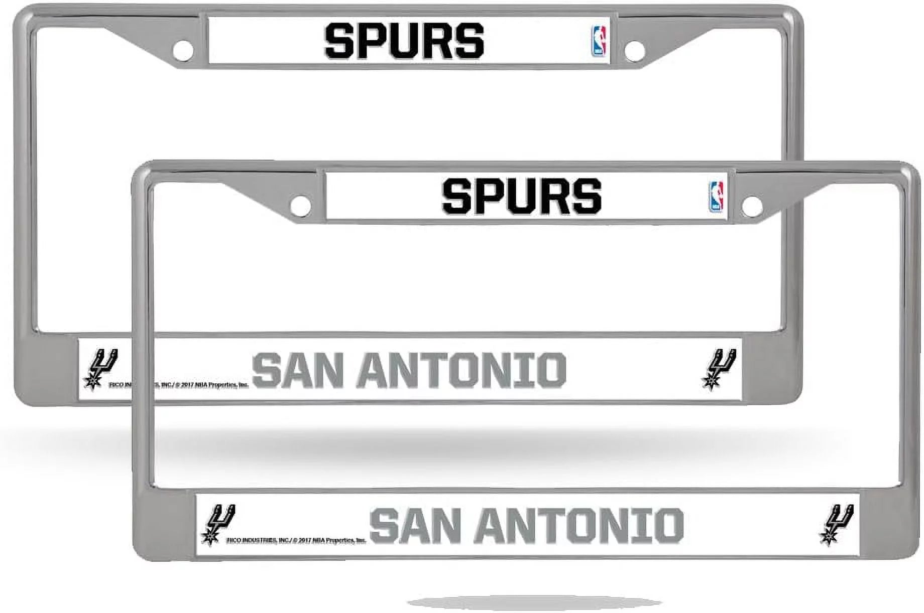 San Antonio NBA Spurs Chrome Metal (2) License Plate Frame Set