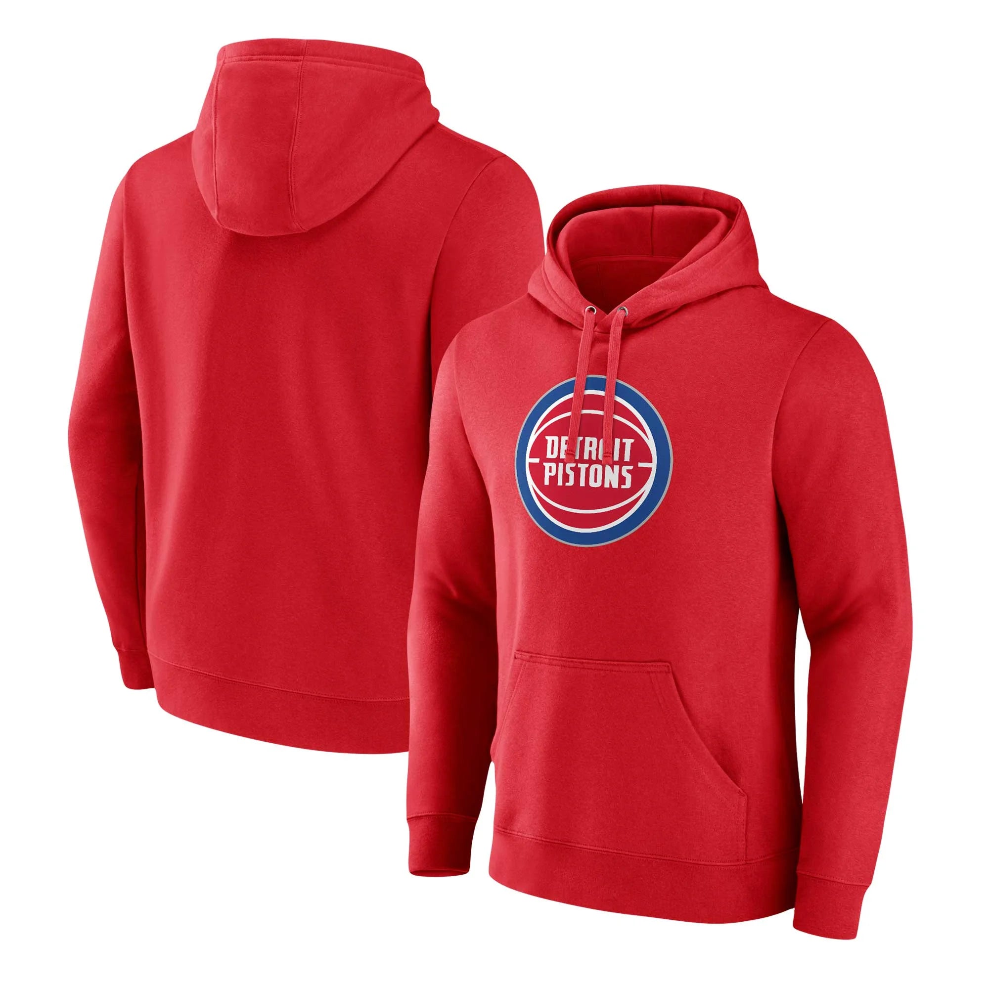 Men's Fanatics Branded  Red Detroit Pistons Primary Logo Pullover Hoodie