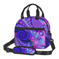 DouZhe Lunch Bags for Women and Men, Fantasy Creative Purple Fractal Prints Reusable Portable Insulated Cooler Waterproof Lunch Tote Bag for Travel Work School Picnic