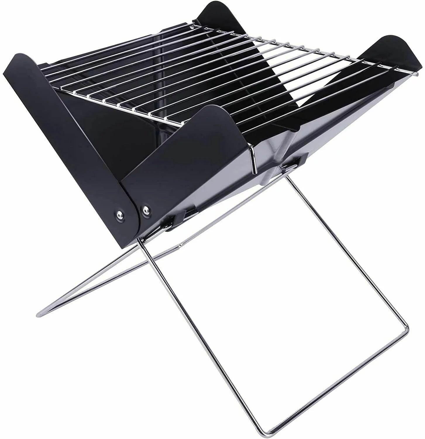 12¡± Folding Portable Barbecue Charcoal Grill Foldable BBQ Grill for Outdoor Barbecues Camping Traveling Picnics Garden Beach Party ,Black